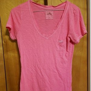 Hollister pink v-neck tee